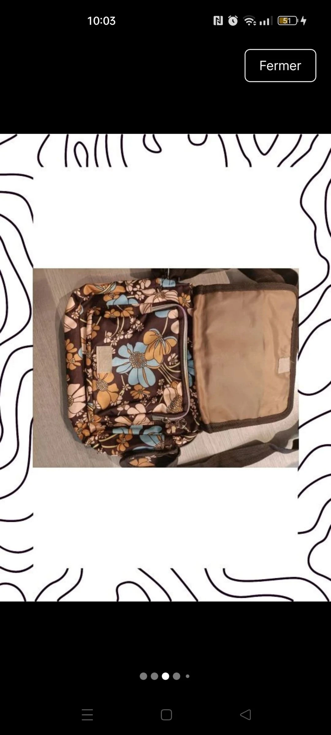 Sac bandoulière motifs floraux style vintage/bohème – photo 3